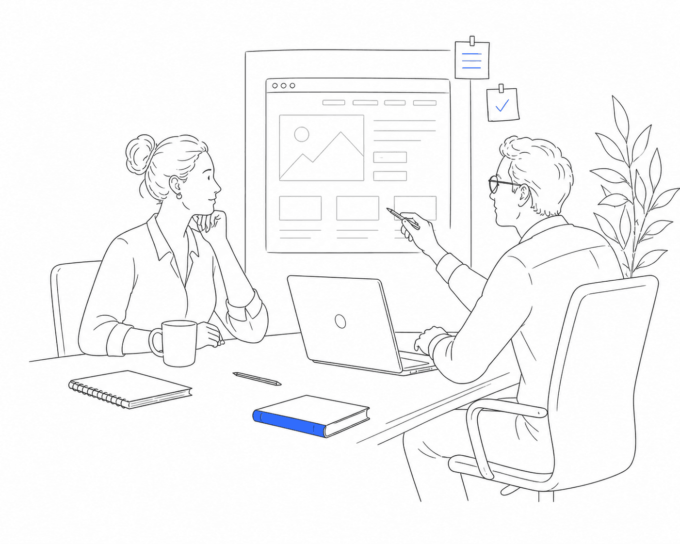 Заказчик обсуждает цифровой проект с разработчиком